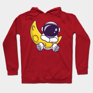 Cute Astronaut With Sickle Moon Cartoon Hoodie